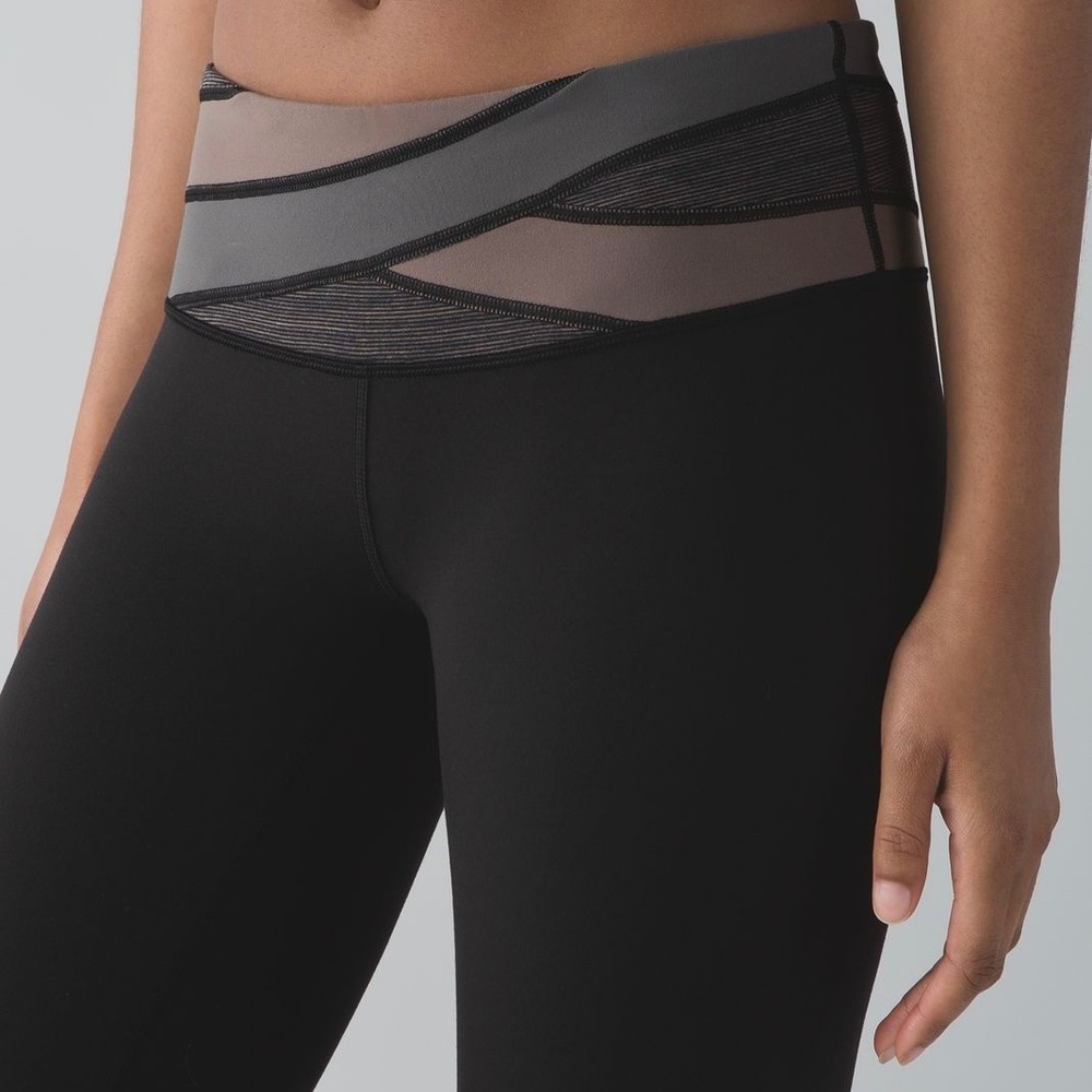 Lululemon Wunder Under Crop III Black Cool Cocoa Crossover Leggings